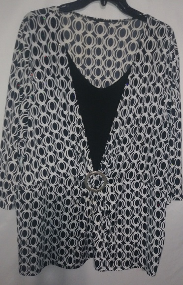 unknown Tops - Black White Rings O-ring Top 4X Plus